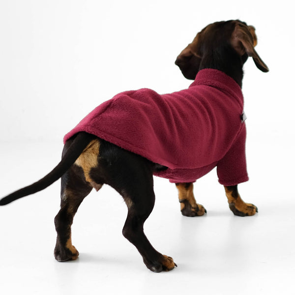 Hundepullover Fleece für Dackel Bordeaux