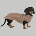 Load image into Gallery viewer, Fleece Shirt Dackel Walnut – hochwertige Hundekleidung für Dackel, Windspiele und Windhunde von Karma Hund Berlin – Ganzkörperansicht am Hund