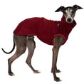 Load image into Gallery viewer, Fleece Shirt Iggy Bordeaux – hochwertige Hundekleidung für Dackel, Windspiele und Windhunde von Karma Hund Berlin – Ganzkörperansicht am Hund