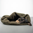Load image into Gallery viewer, Teddy Hundeschlafsack Olivgrün