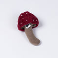 Load image into Gallery viewer, Detailfoto eines liebevoll genähten Pilzspielzeugs aus Materialresten.