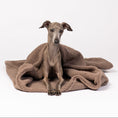 Load image into Gallery viewer, Italienisches Windspiel kuschelt im Karma Hund Teddy Hundeschlafsack Mokka