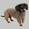 Load image into Gallery viewer, Overall Dackel Walnut – hochwertige Hundekleidung für Dackel, Windspiele und Windhunde von Karma Hund Berlin – Ganzkörperansicht am Hund