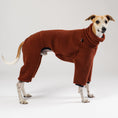 Load image into Gallery viewer, Whippet im warmen Windhund Overall aus Sherpa Fleece – perfekt sitzende Windhundbekleidung für kalte Tage