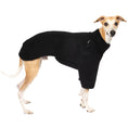 Load image into Gallery viewer, Teddy Pullover Windhund Schwarz – hochwertige Hundekleidung für Dackel, Windspiele und Windhunde von Karma Hund Berlin – Ganzkörperansicht am Hund