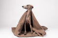 Load image into Gallery viewer, Wendbarer Hundeschlafsack in Mokka – Windspiel liegt gemütlich im Kuschelbett