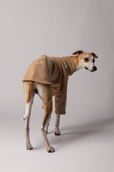 Ansicht von hinten - Windhund in Polar Fleece Pullover in Camel Made in Germany