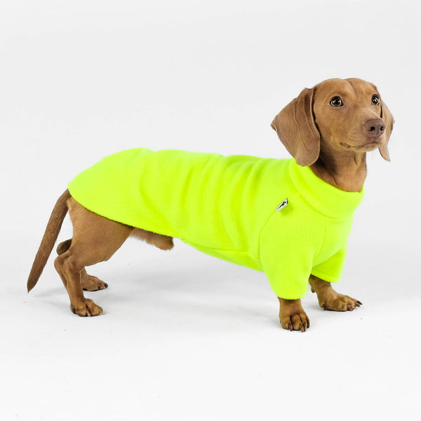 Dachshund Sweater Neon Yellow Fleece