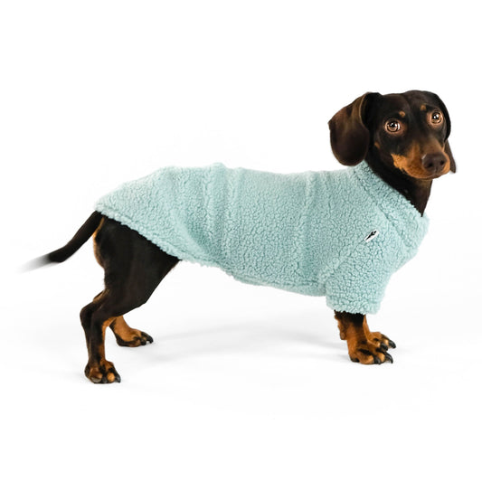 Hundepullover für Dackel in Teddy Mintgrün
