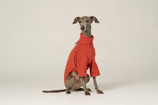 Funktionaler und modischer Fleece-Pullover in Terracotta für Italienische Windspiele