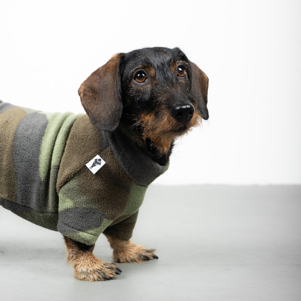 Polar fleece sweater for dachshund camouflage