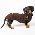 Load image into Gallery viewer, Fleece Shirt Dackel Espresso – Hundepullover und Hundekleidung für Dackel und Windhunde – Seitenansicht am Hund
