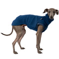 Load image into Gallery viewer, Fleece Shirt Iggy Navy – hochwertige Hundekleidung für Dackel, Windspiele und Windhunde von Karma Hund Berlin – Ganzkörperansicht am Hund

