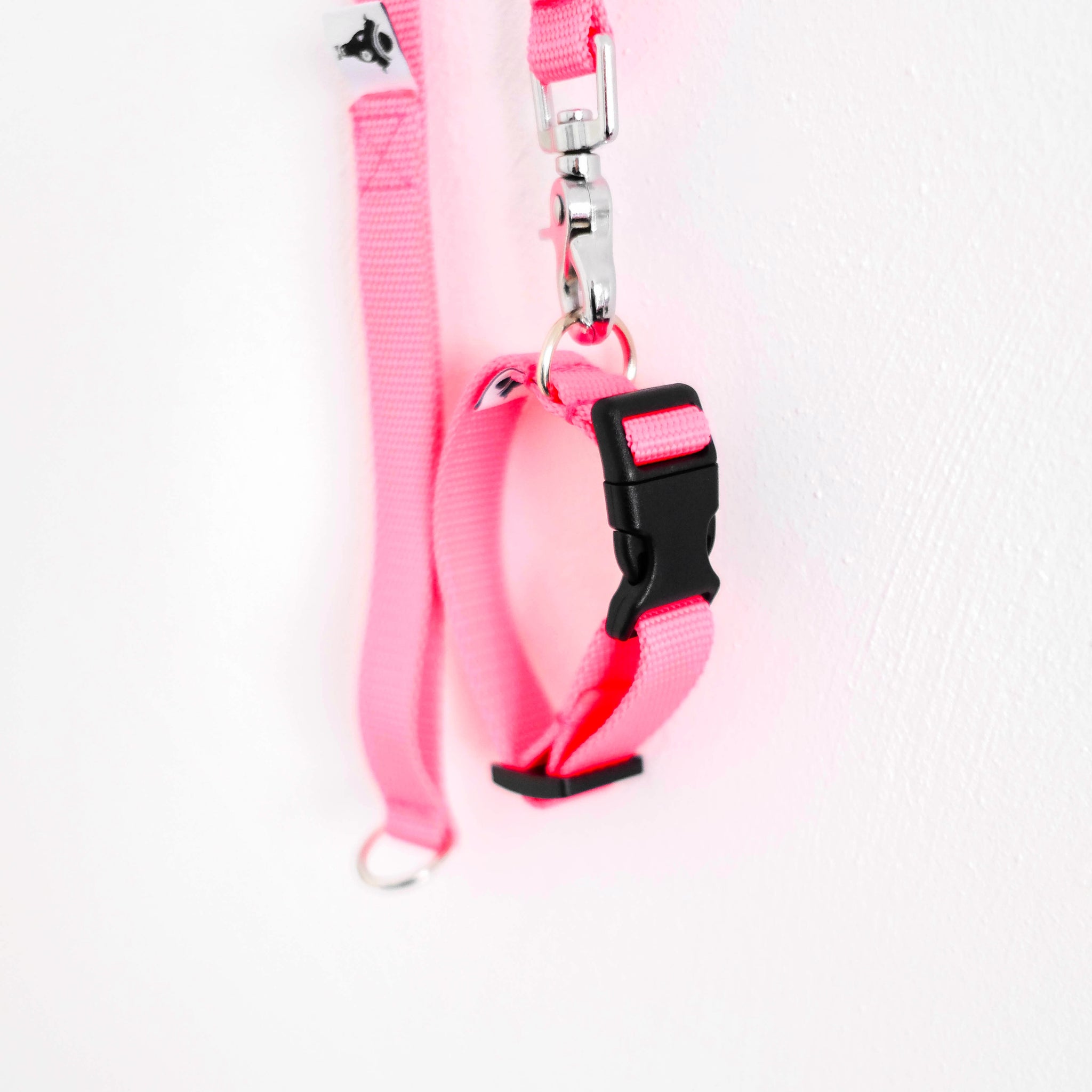 HUNDELEINE HALSBAND SET aus Gurtband in Neon Pink
