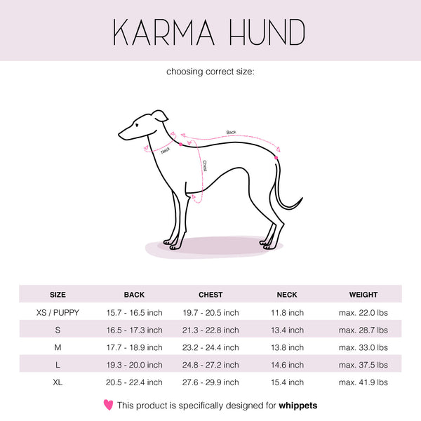 Size Chart Whippet Clothing