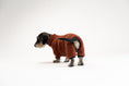 Load image into Gallery viewer, Dackel trägt braunen Overall aus Teddy-Material im Winter
