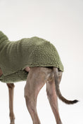 Load image into Gallery viewer, Hundemode für Windspiele: Long Shirt in Dark Olive, handgefertigt aus Teddy-Stoff
