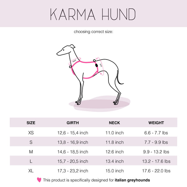 Size Chart Italian Greyhound harness 2025