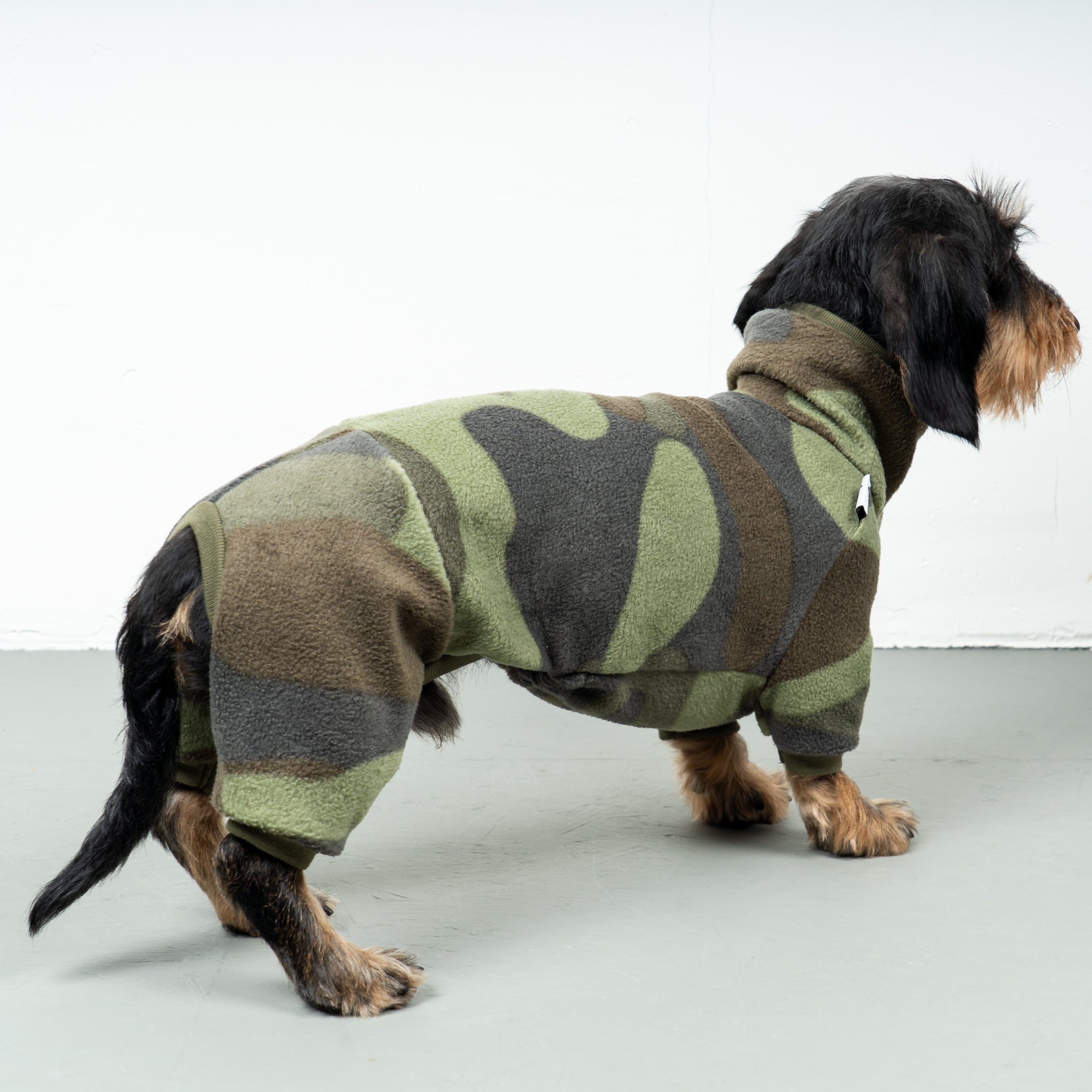 Polar fleece overall for dachshund camouflage 