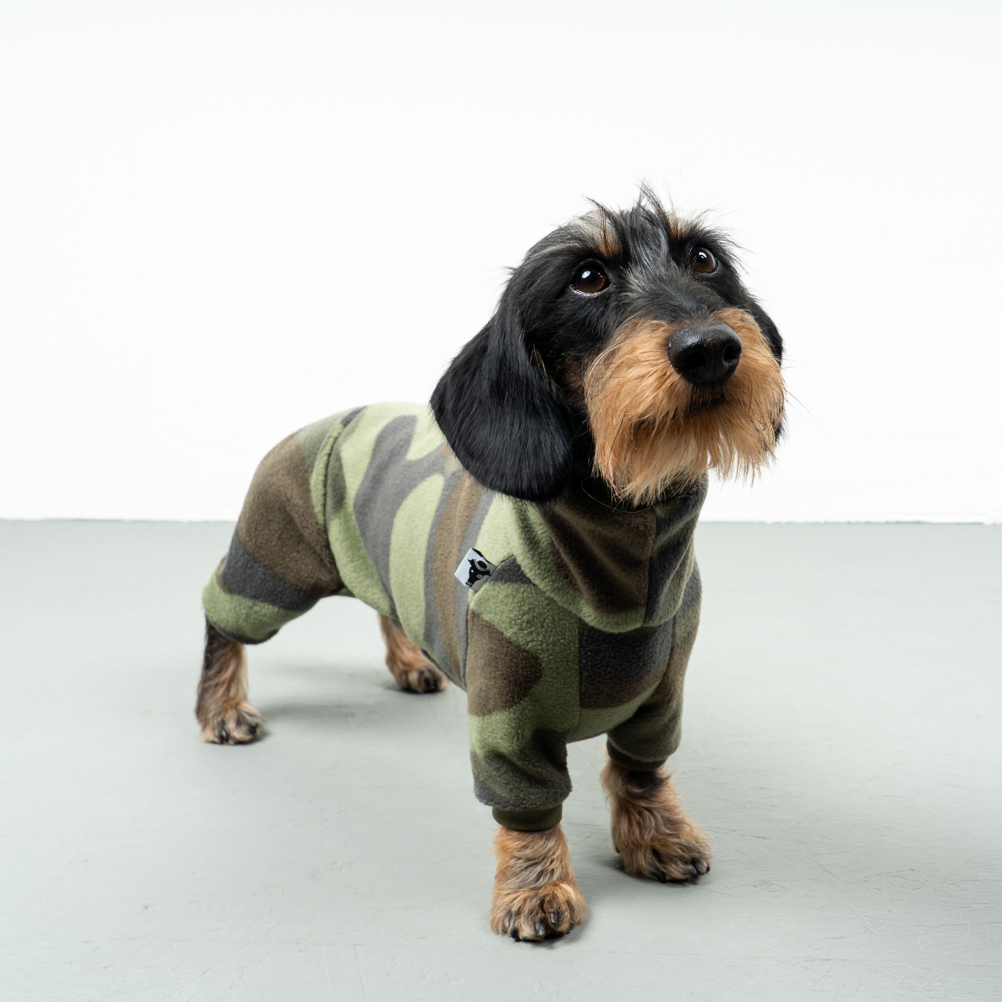Polar fleece overall for dachshund camouflage 