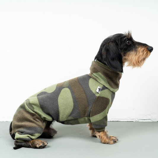 Polar fleece overall for dachshund camouflage 
