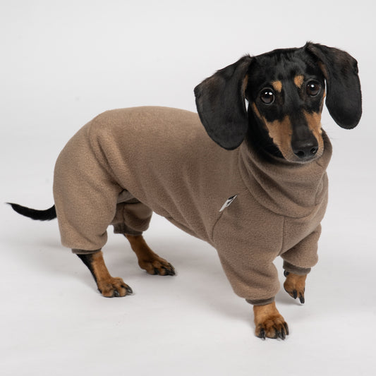Polar fleece overall for dachshund Walnut