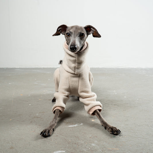 Overall Iggy Sand – ergonomischer Schnitt für Dackel und Windspiele – handgefertigte Hundekleidung