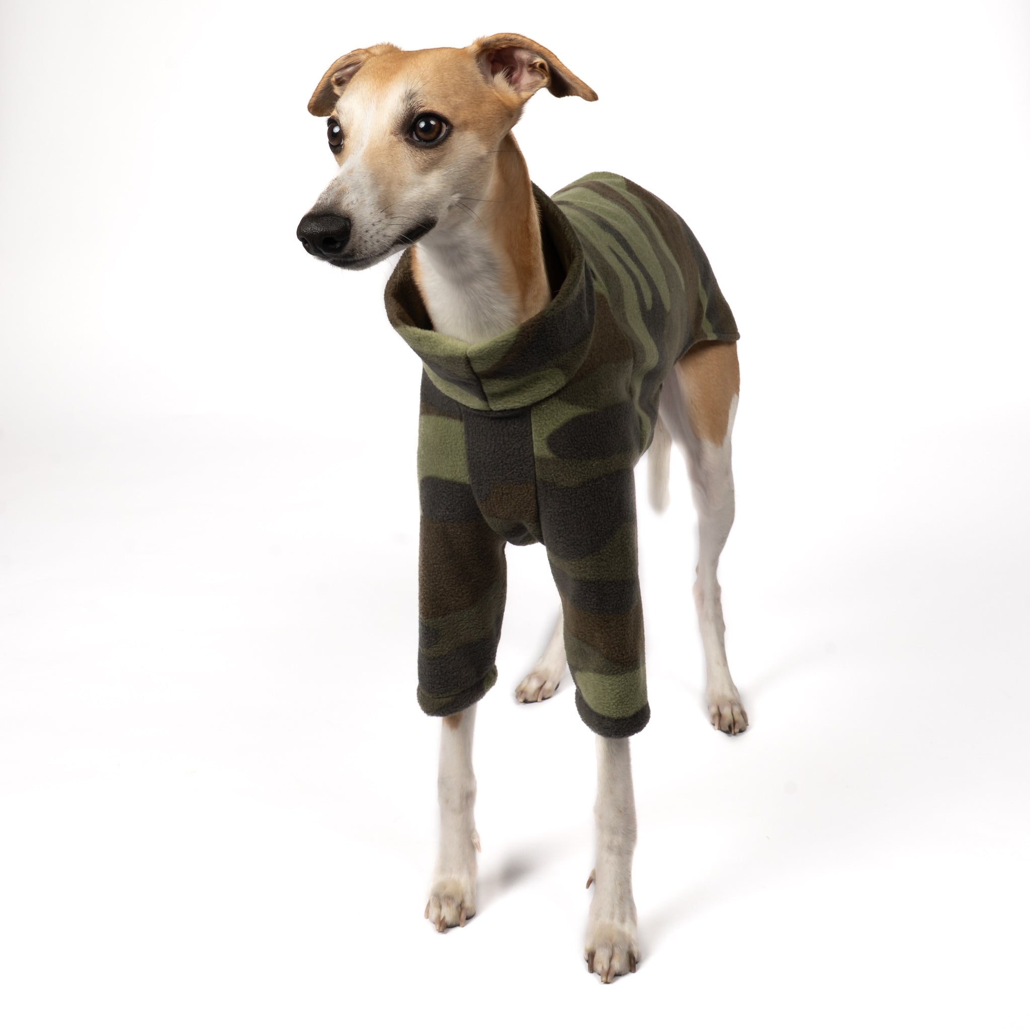 Pullover Windhund Camouflage – ergonomischer Schnitt für Dackel und Windhunde – handgefertigte Hundekleidung