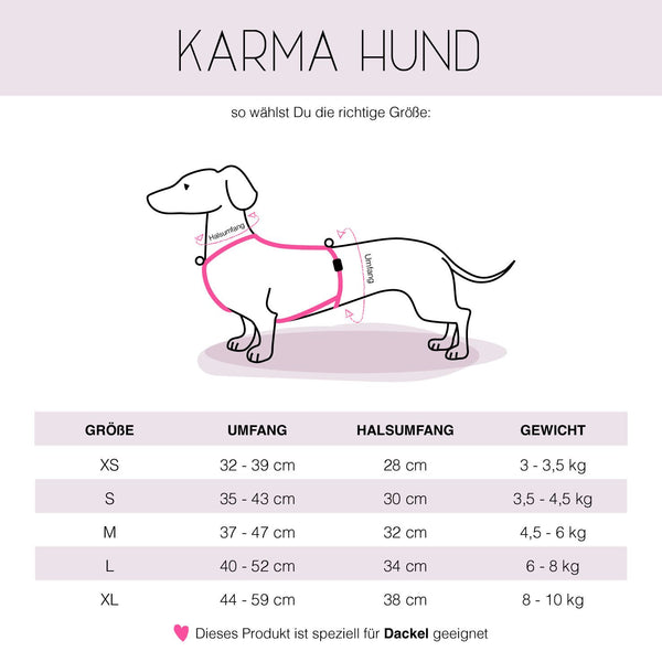 Dackel Geschirr Masstabelle Karma Hund