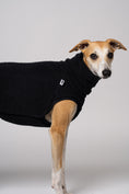 Load image into Gallery viewer, Kuschelig & stilvoll: Whippet im schwarzen Teddyshirt für kalte Tage

