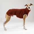 Load image into Gallery viewer, Windhund trägt braunes Teddy Shirt mit perfekter Passform – gemütliche Windhundmode für Whippets & Co.
