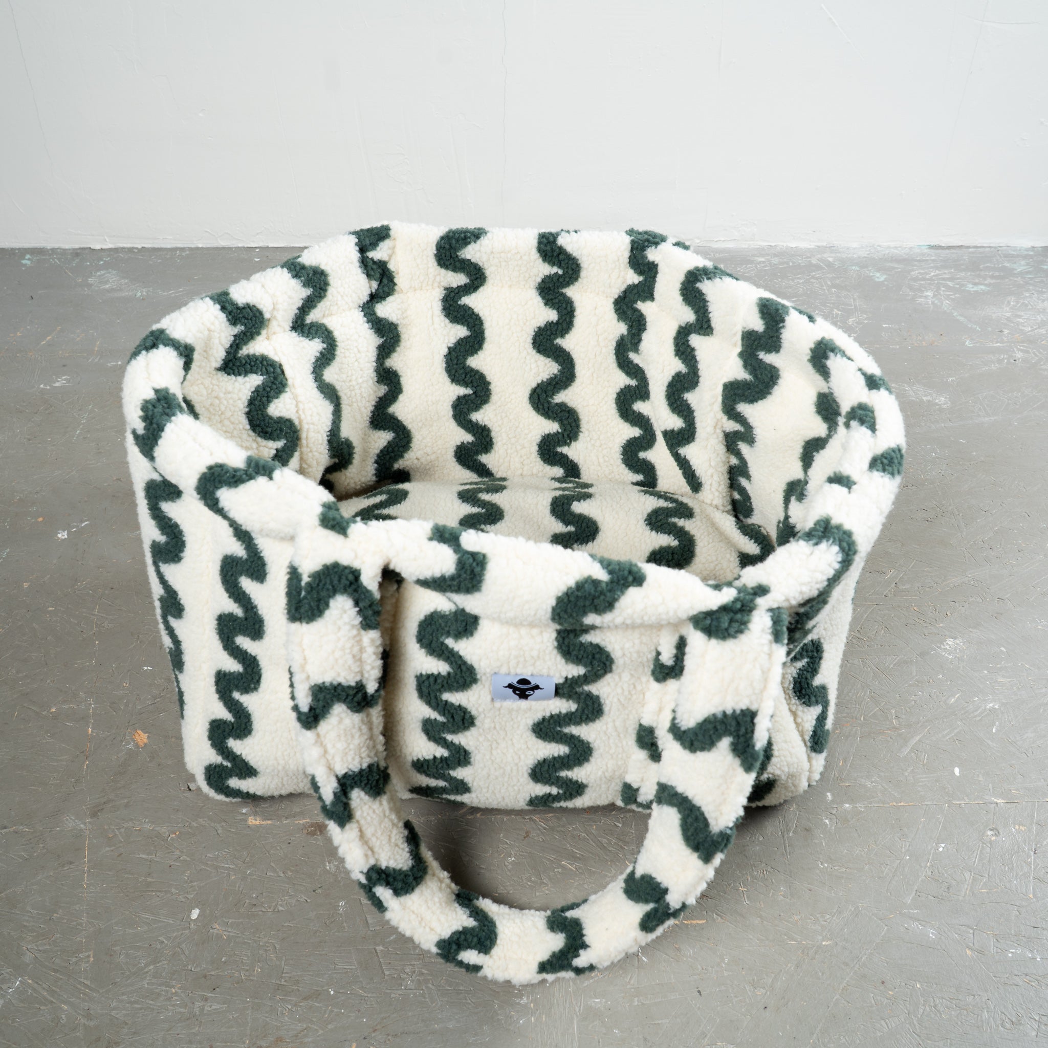 Teddy Shopper Green Waves - Rückzugsort unterwegs für Dackel, Windspiel, Zwergpudel, Zwergspitz, Whippet - Ansicht von Oben