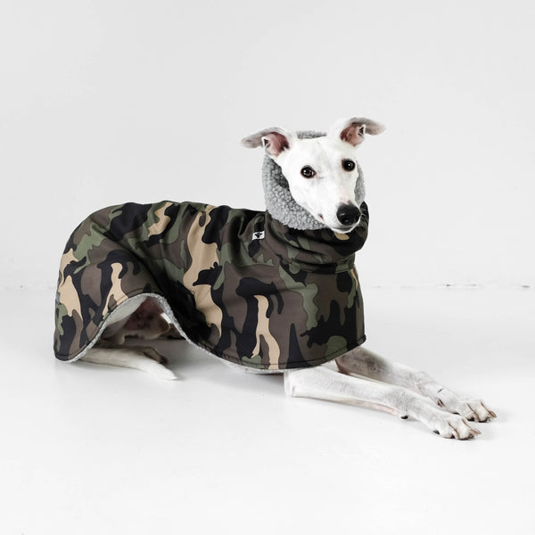 Wintermantel für Whippets Olive Camouflage