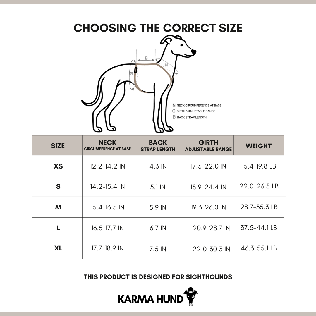 Whippet Harness Size Chart 2025