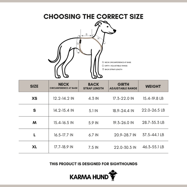 Whippet Harness Size Chart 2025