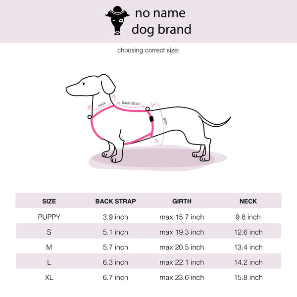 Dog harness size chart