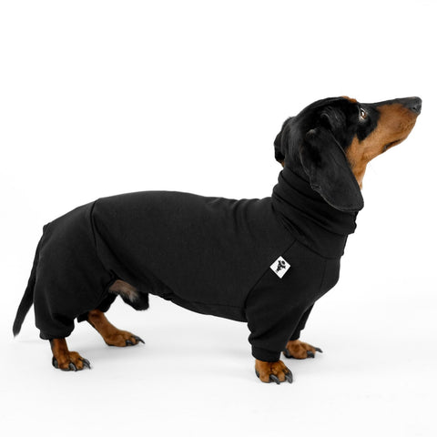 Cotton Collection Black Overall for Dachshunds 