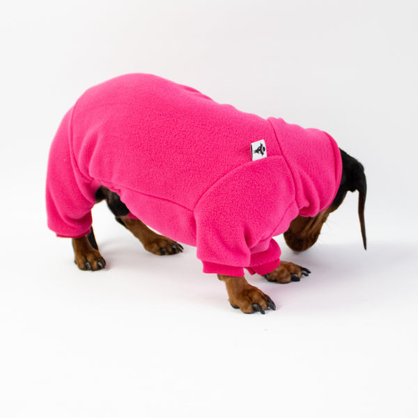 Polar fleece overall for dachshund magenta 