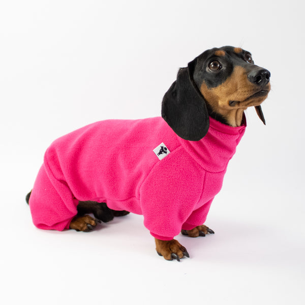 Polar fleece overall for dachshund magenta 