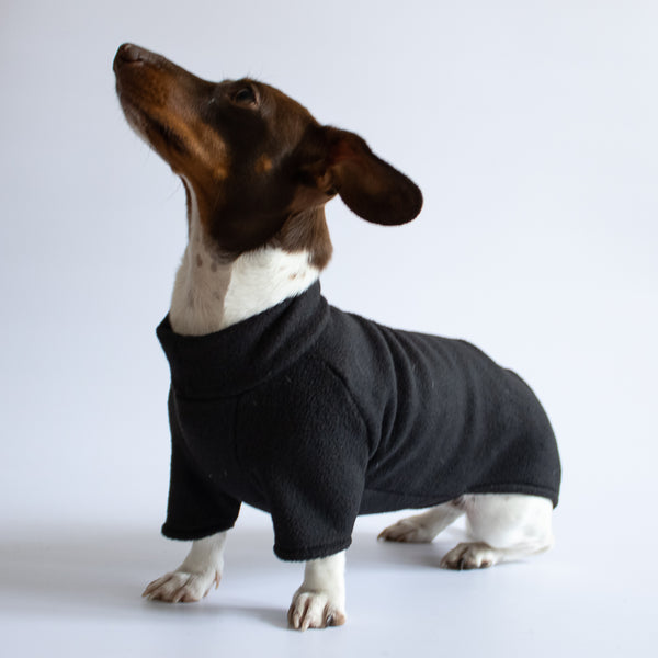 Polar fleece sweater for dachshunds black 